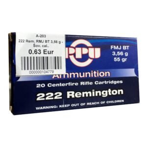 Šoviniai PPU: .222 Rem., FMJ BT, 3,56 g